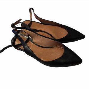 Madewell Black The Ankle Wrap Pointy Skimmer Flat
